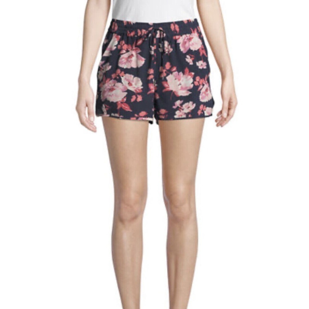 Joie Layana Floral 100% Silk Shorts Pockets Dark Navy Pink Retail $178 Sz XS NWT